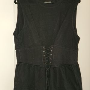 Black sleeveless and White Sleeveless corset tie tops
